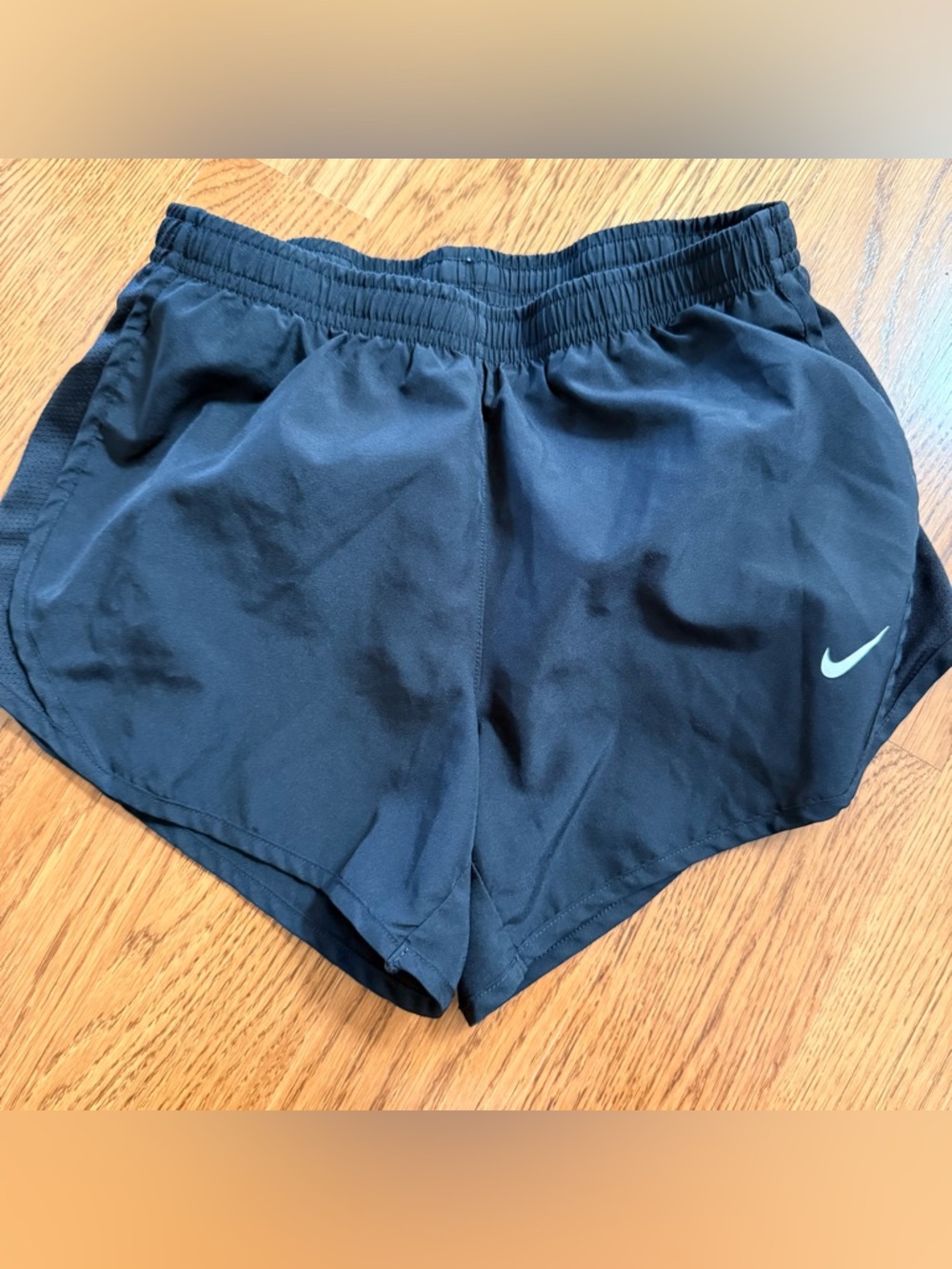 Nike girls medium black Athletic Shorts with White Swoosh